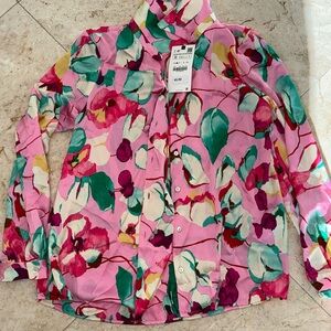 Brand new zara satin thin button down top